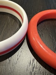 Seamless Bracelets Burnt Orange Cream And Burnt Orange Stripe Vintage