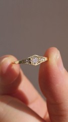 Vintage Art Deco Minimalist & Lab Created Diamond In 925 Sterling Silver Ring