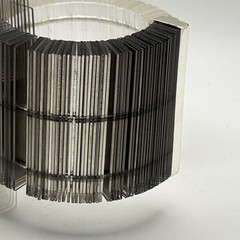 Sculptural Asymmetric Plexiglass Lucite Cuff Bracelet Ribbed Acrylic Art Deco