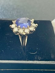 14k Yellow Gold Tanzanite and Diamond Ring. Size 5.75 (FL209)