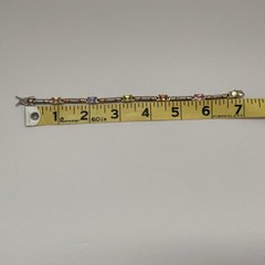 Vintage Silver & Gold Tone Multi Color Glass 7” Link Bracelet w/ Boxed Clasp