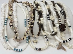 Vintage Y2K 90s Puka Shell Heishi Necklace Lot (10) Surfer Hawaiian Summer Beach