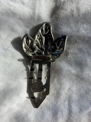 Vintage Silver Leaf Belt Clip/Brooch with Inset Green Round Gems