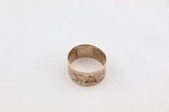 Victorian 10K rose gold BAND ring Wide Leaf Leaves Flowers Vines 3.1 g sz 7