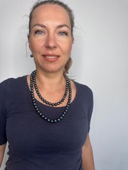 44″ 10mm Black Potato Pearl Necklace Blue Green Long Rope Handknotted