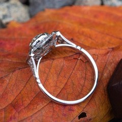 Vintage Art Deco Style Round Cut Lab Created Diamond Engagement 925 Silver Ring