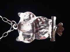 Owl Pendant Necklace Silver Tone Rhinestones 26 Inches Vintage