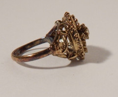 Vintage Uncas 18KHGE Yellow Gold-Plated Clear Rhinestone Size 5 Ring signed NICE