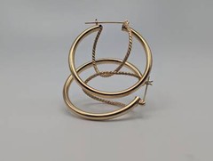 Large 14k Gold Twisted Hoop Earrings. 3″ Intertwined Twisted Double Wire Hoop Ea