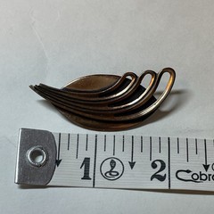 Copper And Mixed Metals Brooch Vintage Mid Century Modern Leaf Wing Abstract