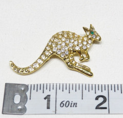 Vintage Kangaroo Pave Gold Tone Green Eyed Brooch Lot 1878S lisasfinds