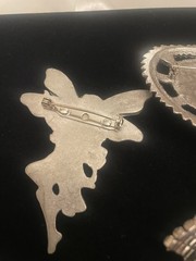 VTG Brooch Jewelry Lot Silver Tone FAIRY HEART ANGEL DOG BOW Rhinestone Clips