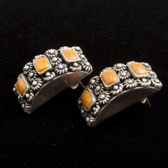 3 Pairs Vintage Sterling Silver & Gemstone Earrings for Pierced Ears Post Back