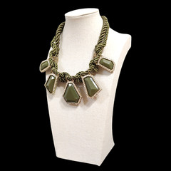 VTG Anna & Ava 18″ Chunky Old Hollywood Green Gold LUXE Glam Statement Necklace