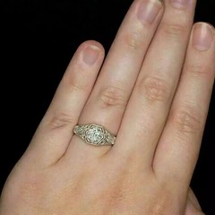 Art Deco Vintage Style Round Lab Created Diamond Engagement Ring 14K Gold Finish