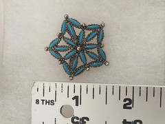 Vintage Snowflake / Star Women’s Brooch Silver Tone “Tourquoise” Pin