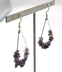 Sterling Silver Gold Plated Purple Amethyst bead teardrop dangle earrings