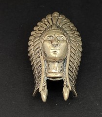 Old Pawn Bolo Tie Indian Headdress Sterling Silver NO CORD