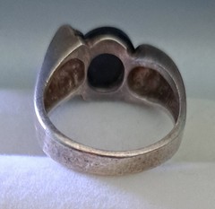 Sterling Silver Black Onyx Ring By Hajj Asymmetrical Setting Designer Signed
