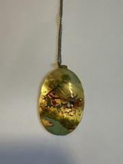 MOTHER OF PEARL PENDANT OVAL SHAPE HANDPAINTED MIDDLE EAST 1950′
