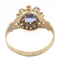 Antique Victorian 12K Gold .95 Tanzanite .45 CTW Diamond Ring Sz 6.5