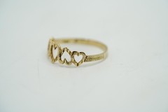 Vintage 1990s 10k Diamond Cut Heart Ring Size 7.25 0.89g