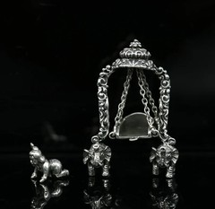 925 sterling silver Lord Krishna with swing statue figurine puja articleart39
