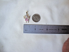 VTG 1970s STERLING SILVER STAMPED 925 ANGEL PINK CZ BIRTHSTONE SLIDE PENDANT