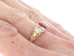 1.00Ct Burmese Ruby and 0.80Ct Diamond 18k Yellow Gold Dress Ring Circa 1930
