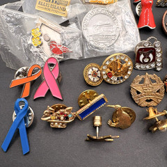 Vintage Lot of Lapel Pins Brooches Flags Enamel Rhinestones Assorted Unsigned