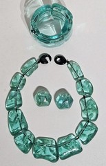Runway Gerda Lynngaard Monies Seafoam Green Lucite Necklace Bracelet Earring Set