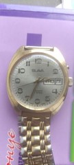 Vintage automatic wristwatch Slava made in USSR Russian watch gold plated