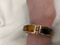 Estate Sale Faux Tortoise Shell Bracelet Hinged Clip On 1/2″ Wide approx6″L