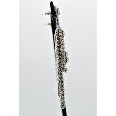 Vintage Crystal Fringe Earrings Silver Chain Drip Chunky Dangle Chandelier 9C