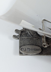 Vtg 90s J. Benton Just Face It Silver Pewter “I DUNNO” Pin Brooch Original Card