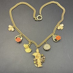 Vintage Estate Assemblage of Charms & Trinkets. 1940’s Japan, Geisha, Flowers