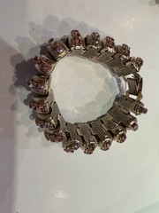 Signed Hobé Pink Aurora Borealis Rhinestone Parure Brooch Bracelet Earrings Hair