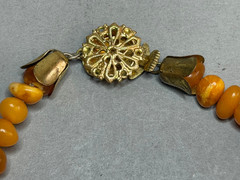 Vintage Baltic Amber Statement Necklace 46.9g Graduated Teeth Beads Cognac Honey