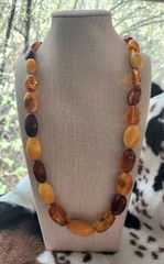 Large Genuine Baltic Amber Beaded Necklace. Vintage 29 Inches Long