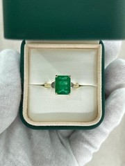 3.90 Ct Natural Emerald Art Deco Vintage Engagement Ring 14K Yellow Gold Over