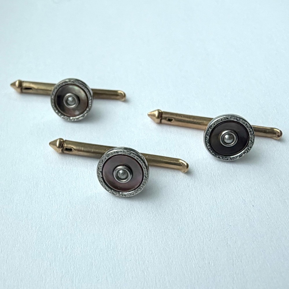 Three Gold Plate Vintage Formal Tuxedo Shirt Stud