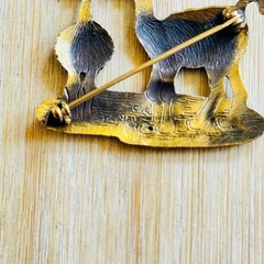 VTG Llama Alpaca MFA signed Brooch pin Museum of Fine Arts Gilt Brass Metal