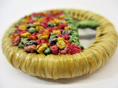 HANDMADE Flowers Tree of Life Pin Brooch Colorful Woven Natural Material 1-5/8″