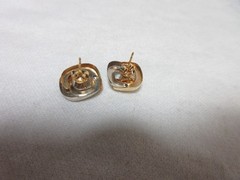 14K SOLID YELLOW & WHITE GOLD CZ STONE EARRINGS MARKED JAW POST STUD #14