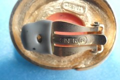 Vintage Signed Ciner Goldtone Rhinestone Faux Coral Clip-on Earrings 1970’s