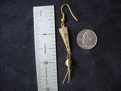 Vintage 1970s Enchanting Chinese Phoenix & Crane Etched Folding Fan Hook Earring