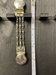 Vintage Silver Tone Collar Clip Self Closing Tension Clasp 3 Strand Chain & Caps