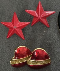 Vintage Lot of Pierced Red Hearts ❤️ Stars ⭐️ & Round Earrings-Cute Lot!