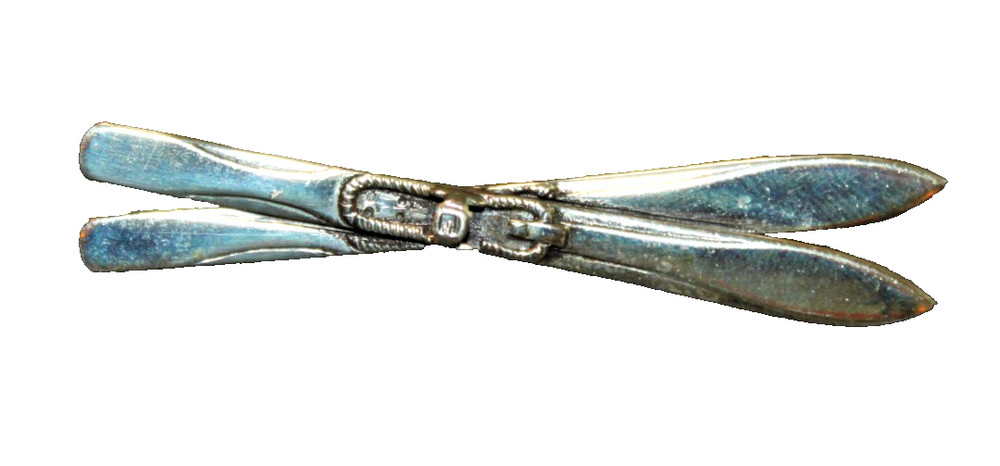Vintage Sterling Silver 925 Skiing Ski Brooch Pin