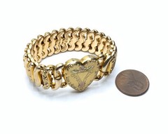 American Queen Pitman & Keeler Gold Filled Expandable Engraved Heart Bracelet